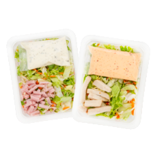 Lunchsalade kip samba of ham prei